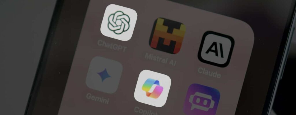 iPhone with Copilot and ChatGPT apps