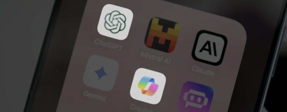 iPhone with Copilot and ChatGPT apps